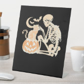 Skeleton Cat Skull kitty Cute Halloween Design Cla Sockelschild (In Situ)