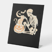 Skeleton Cat Skull kitty Cute Halloween Design Cla Sockelschild (Vorderseite)