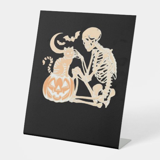 Skeleton Cat Skull kitty Cute Halloween Design Cla Sockelschild (Vorderseite)