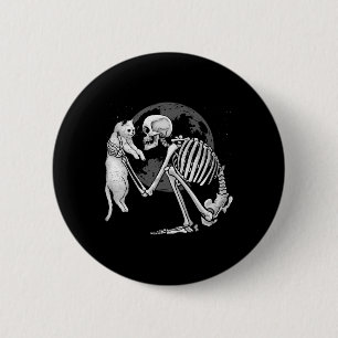 Skeleton Cat Skull Kitty Niedlich Ghost Halloween Button