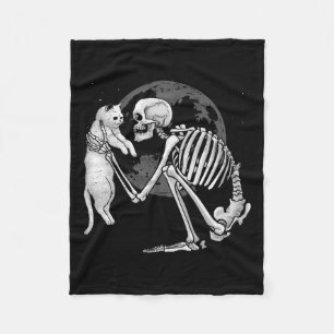 Skeleton Cat Skull Kitty Niedlich Ghost Halloween Fleecedecke