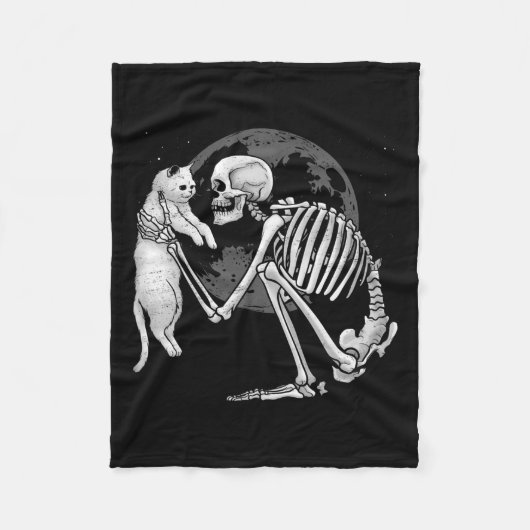 Skeleton Cat Skull Kitty Niedlich Ghost Halloween Fleecedecke (Vorderseite)