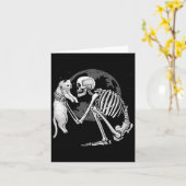 Skeleton Cat Skull Kitty Niedlich Ghost Halloween  Karte (Gelbe Blume)