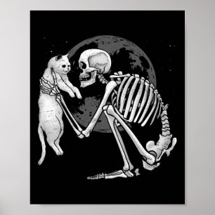 Skeleton Cat Skull Kitty Niedlich Ghost Halloween Poster