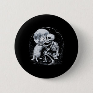 Skeleton Cat Skull Kitty Niedlich Goth Halloween C Button