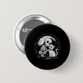 Skeleton Cat Skull Kitty Niedlich Goth Halloween C Button (Vorne & Hinten)