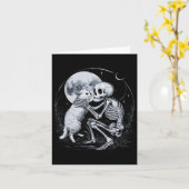 Skeleton Cat Skull Kitty Niedlich Goth Halloween C Karte (Gelbe Blume)