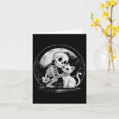 Skeleton Cat Skull Kitty Niedlich Goth Halloween C Karte (Gelbe Blume)