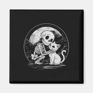 Skeleton Cat Skull Kitty Niedlich Goth Halloween C Magnet