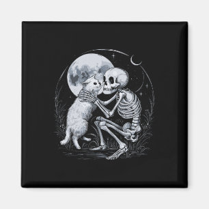 Skeleton Cat Skull Kitty Niedlich Goth Halloween C Magnet
