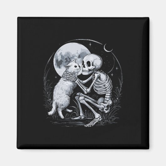 Skeleton Cat Skull Kitty Niedlich Goth Halloween C Magnet (Vorne)