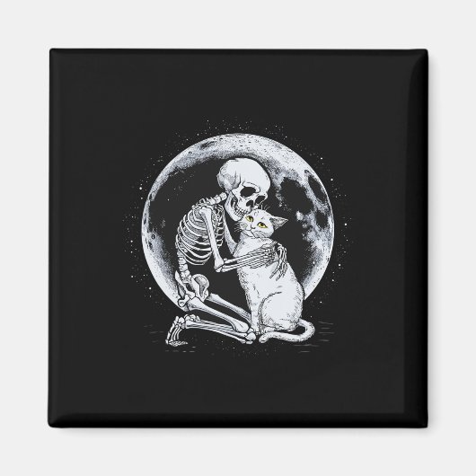 Skeleton Cat Skull Kitty Niedlich Goth Halloween C Magnet (Vorne)