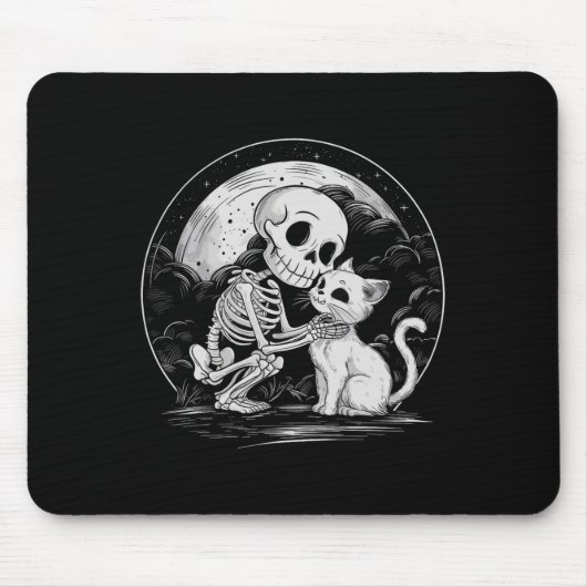 Skeleton Cat Skull Kitty Niedlich Goth Halloween C Mousepad (Vorne)