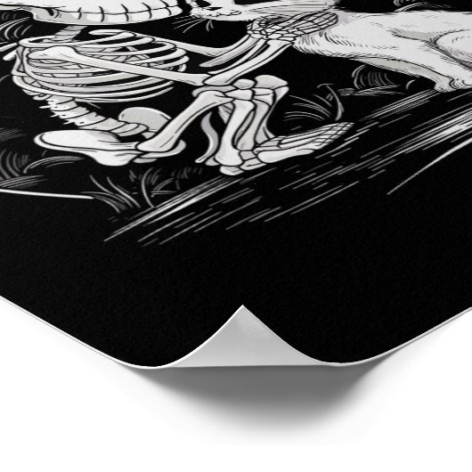 Skeleton Cat Skull Kitty Niedlich Goth Halloween C Poster (Ecke)