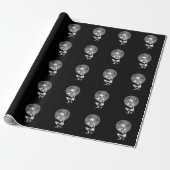 Skeleton Cat Skull Kitty Niedlich Goth Halloween Geschenkpapier (Ungerollt)