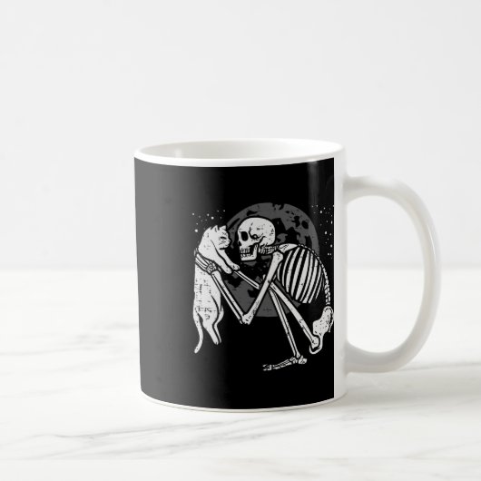 Skeleton Cat Skull Kitty Niedlich Goth Halloween M Kaffeetasse (Rechts)