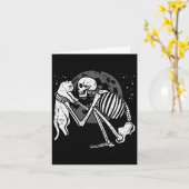 Skeleton Cat Skull Kitty Niedlich Goth Halloween M Karte (Gelbe Blume)