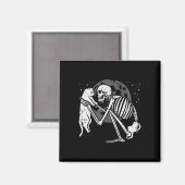 Skeleton Cat Skull Kitty Niedlich Goth Halloween M Magnet (Vorderseite/Rückseite)