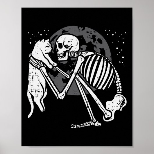 Skeleton Cat Skull Kitty Niedlich Goth Halloween M Poster (Vorne)