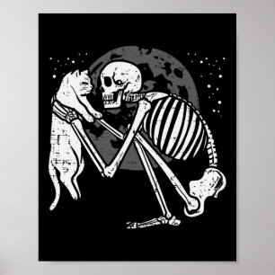 Skeleton Cat Skull Kitty Niedlich Goth Halloween M Poster