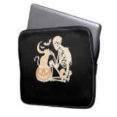 Skeleton Cat Skull Kitty Niedlich Halloween Design Laptopschutzhülle (Vorderseite Links)