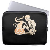 Skeleton Cat Skull Kitty Niedlich Halloween Design Laptopschutzhülle (Vorderseite)