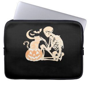 Skeleton Cat Skull Kitty Niedlich Halloween Design Laptopschutzhülle
