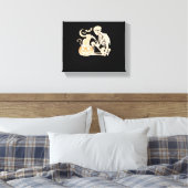 Skeleton Cat Skull Kitty Niedlich Halloween Design Leinwanddruck (Insitu (Schlafzimmer))