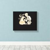 Skeleton Cat Skull Kitty Niedlich Halloween Design Leinwanddruck (Insitu (Holzboden))