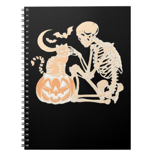 Skeleton Cat Skull Kitty Niedlich Halloween Design Notizblock (Vorderseite)