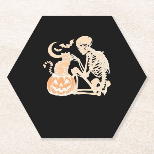 Skeleton Cat Skull Kitty Niedlich Halloween Design Untersetzer (Vorderseite)