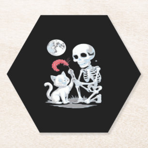 Skeleton Cat Skull Kitty Niedlich Halloween Design Untersetzer