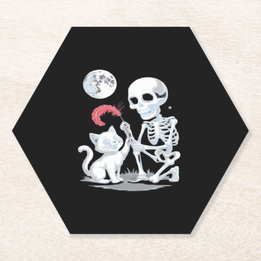 Skeleton Cat Skull Kitty Niedlich Halloween Design Untersetzer (Vorderseite)