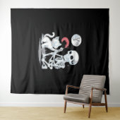 Skeleton Cat Skull Kitty Niedlich Halloween Design Wandteppich (Beispiel (Horizontal))