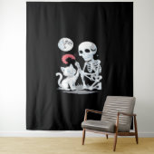Skeleton Cat Skull Kitty Niedlich Halloween Design Wandteppich (Beispiel)
