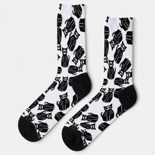 Skeleton Cats Halloween Socken (Linkes Detail)