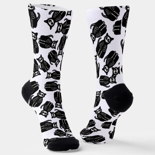 Skeleton Cats Halloween Socken (Gewinkelt)