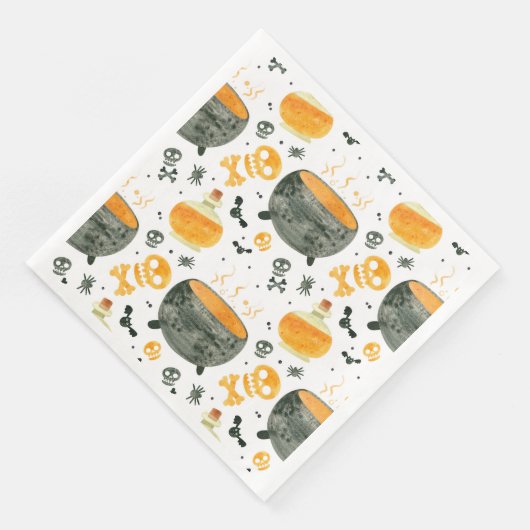 Skeleton & Cauldron Spooky Halloween-Party Napkin Serviette (Ecke)