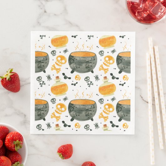 Skeleton & Cauldron Spooky Halloween-Party Napkin Serviette (Beispiel)
