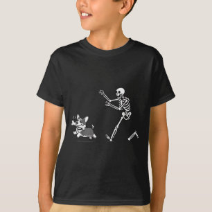 Skeleton Chasing Corgi Halloween Vibe Corgi Dog Lo T-Shirt