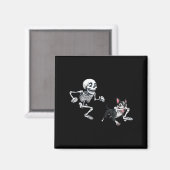 Skeleton Chasing Dog Boston Terrier Halloween Pet Magnet (Vorderseite/Rückseite)