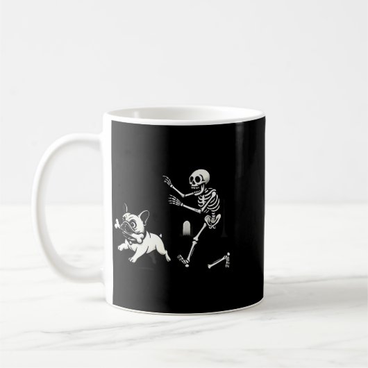 Skeleton Chasing French Bulldog Biting Leg Bone Ha Kaffeetasse (Links)