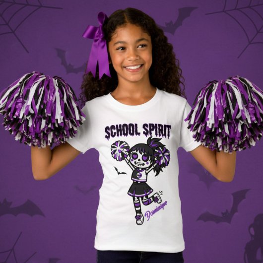 Skeleton Cheerleader Halloween School Spirit T-Shirt