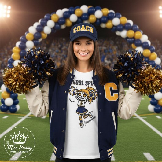 Skeleton Cheerleader Halloween School Spirit T-Shirt