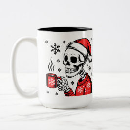 Skeleton Christmas Coffee Funny Holiday Design Zweifarbige Tasse