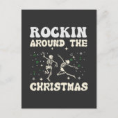 Skeleton Christmas Dance Feiertagspostkarte (Vorderseite)