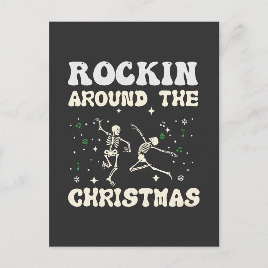 Skeleton Christmas Dance Feiertagspostkarte (Vorderseite)