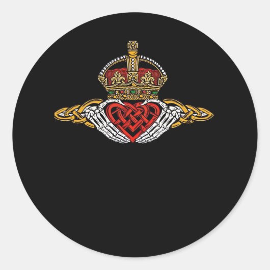 Skeleton Claddagh Color Runder Aufkleber (Vorderseite)