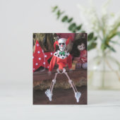 Skeleton Clown Doll Halloween Postkarte (Stehend Vorderseite)