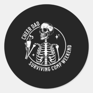 Skeleton Coffee Cheer Vater Überleben Comp Weekend Runder Aufkleber